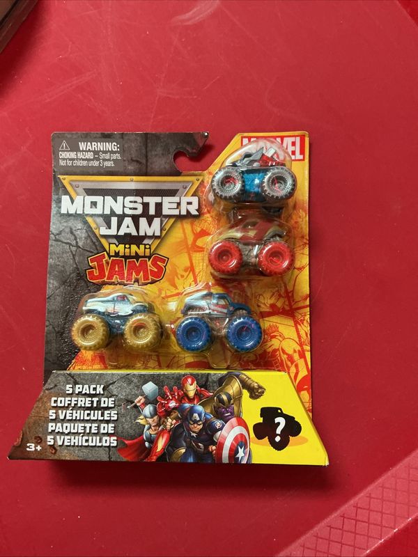 Monster Jam, Marvel Official Mini 5-Pack with Mystery Collectible Monster Truck,