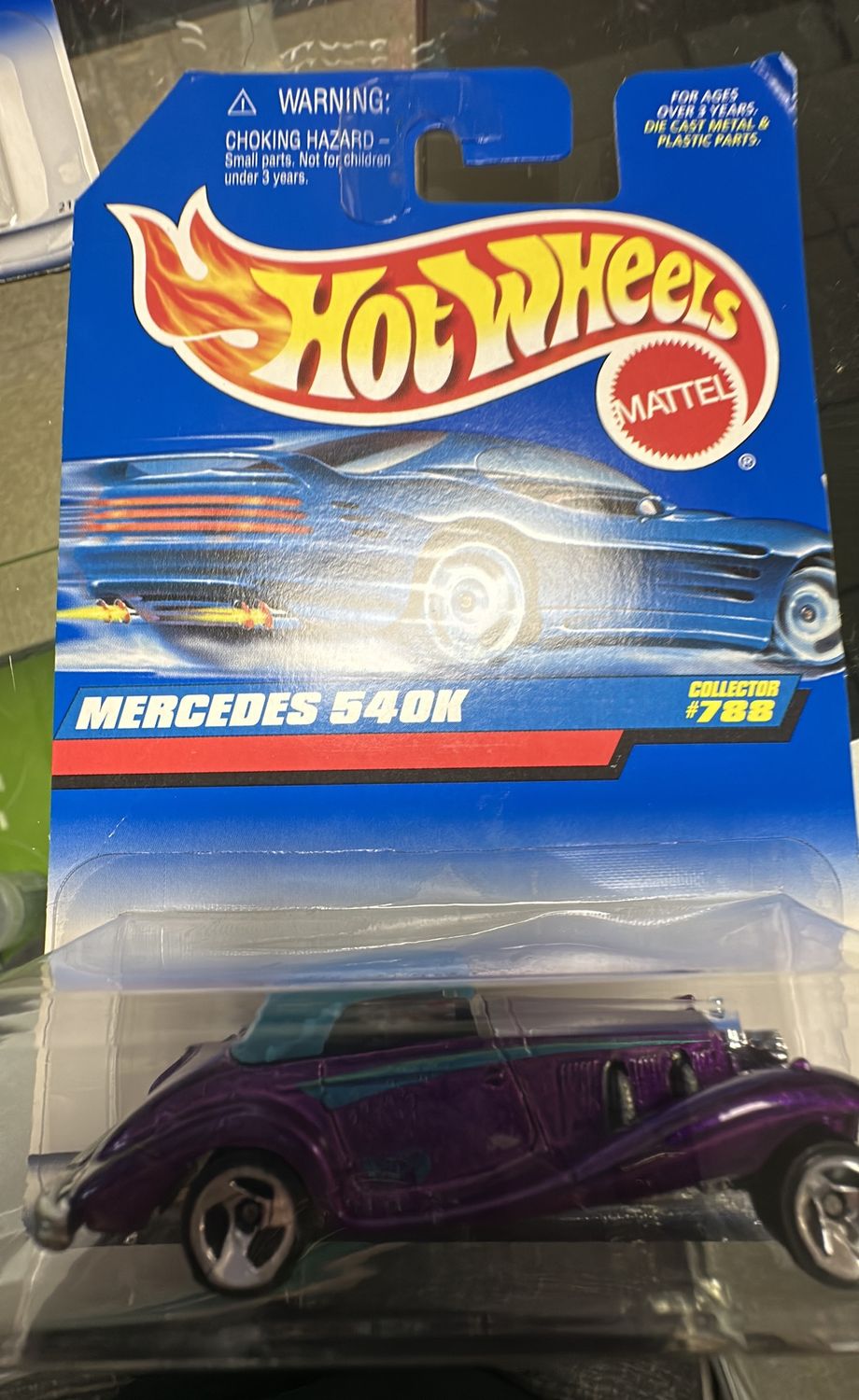 1997 Hot Wheels Collector #788 MERCEDES 540K Purple w/3 Spoke Variation.