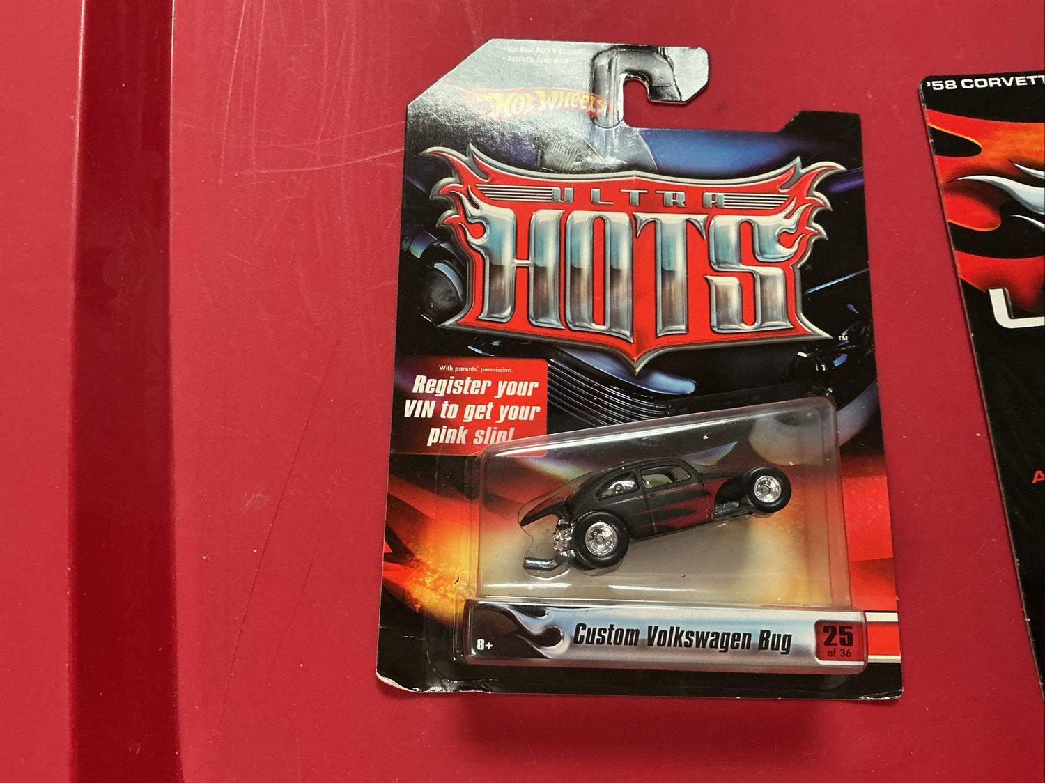 Hot Wheels 2007 Ultra Hots Black Custom Volkswagen Bug with Red Scallops #L0085