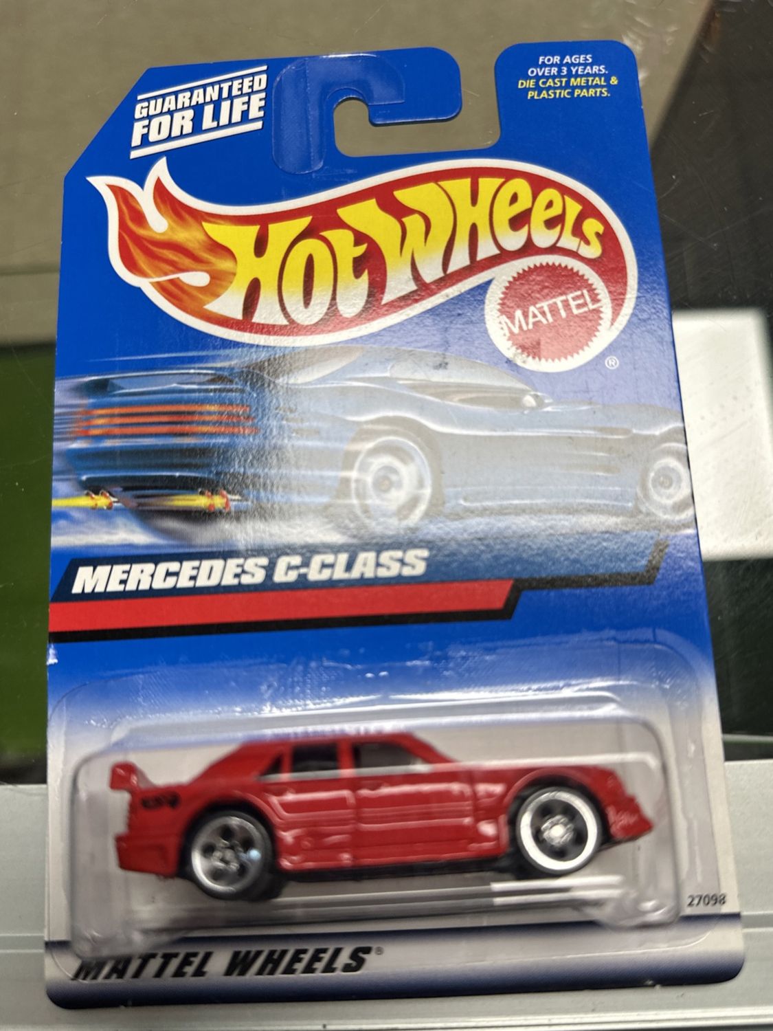 2000 Hot Wheels Mainline/Collector #131 Mercedes C-Class Red w/Chrome 5Dot Spoke