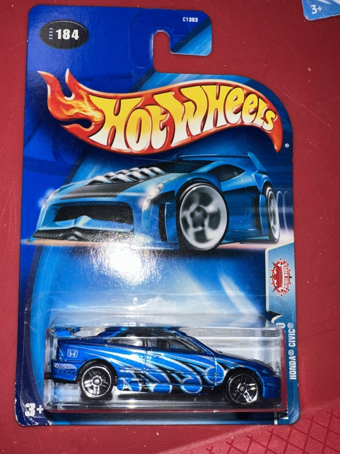 2003 Hot Wheels #184 Pride Rides 10/10 HONDA CIVIC Blue w/Chrome Pr5 Spoke Wheel