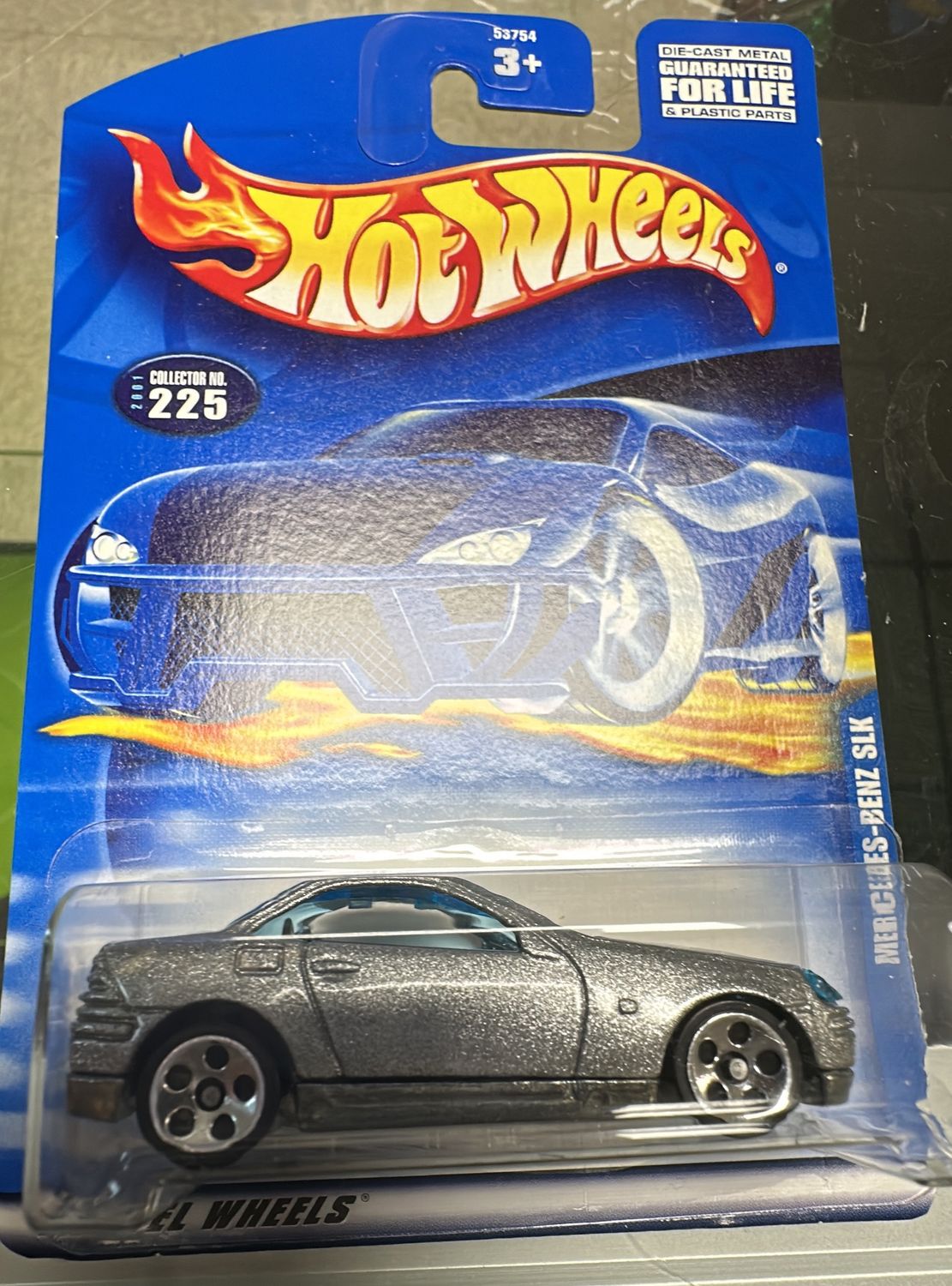 Hot Wheels #225 Mercedes-Benz SLK Metalflake Silver 5 Dot Wheels 2001 
