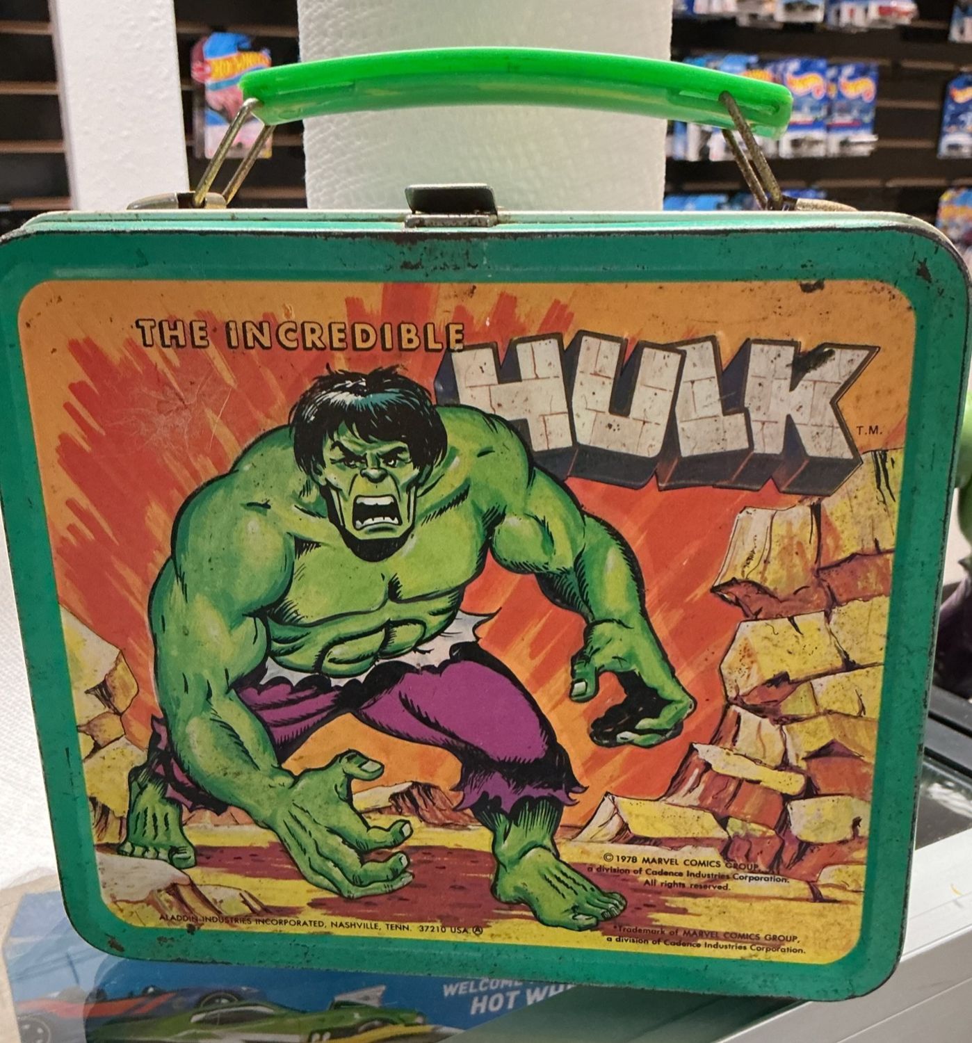 1978 Aladdin metal lunchbox set-  The INCREDIBLE HULK. Used, In Good condition.