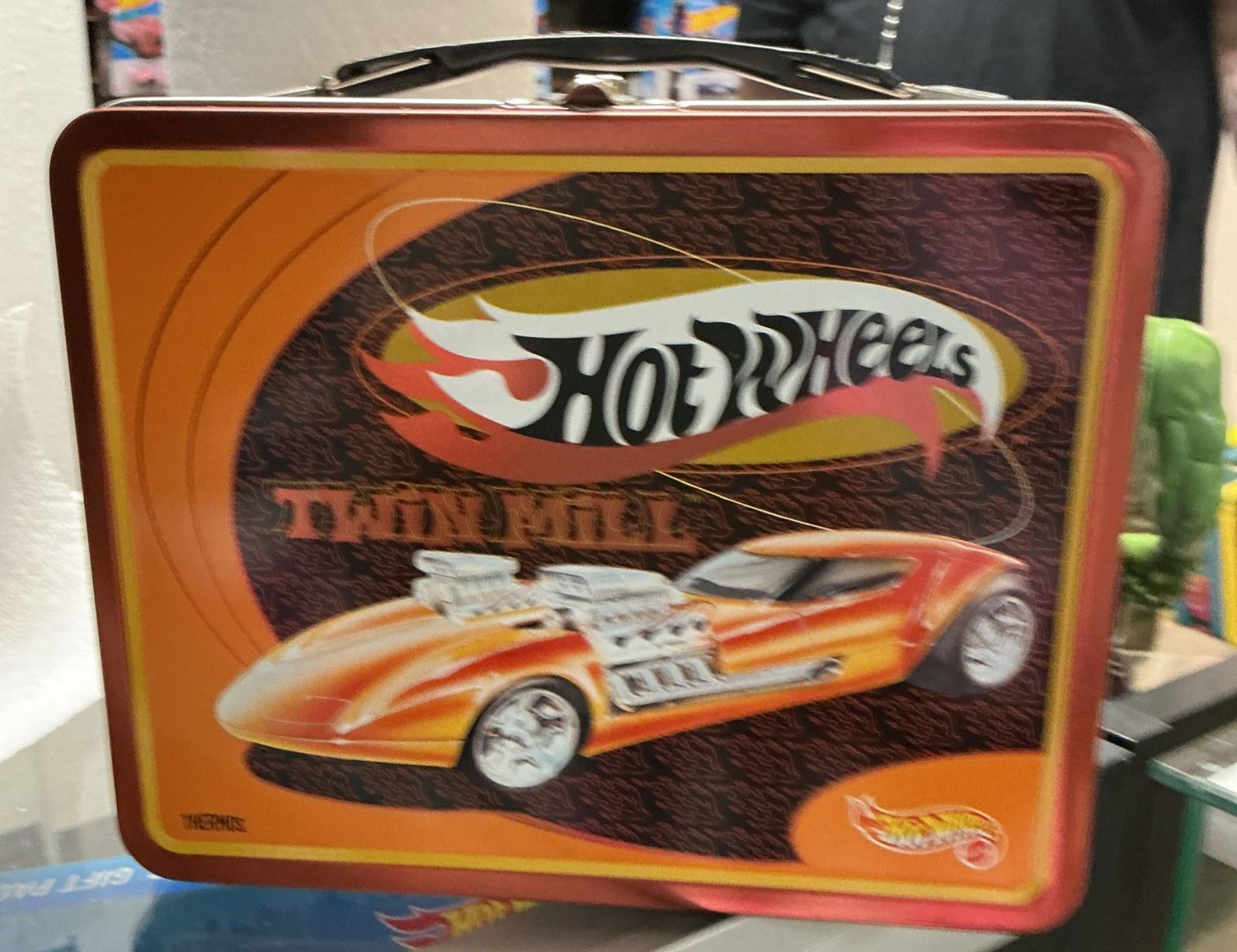 Thermos Brand 1998 Hot Wheels Twin Mill Metal Lunch Box W/ Thermos