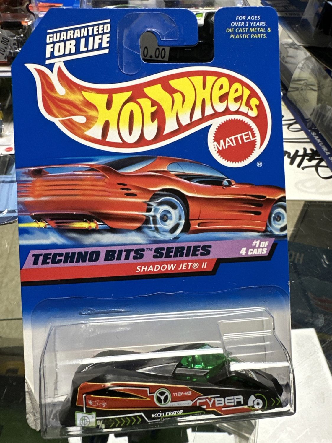 Hot Wheels Techno Bits Series #1 of 4 Cars Shadow Jet II Collector #689 Black