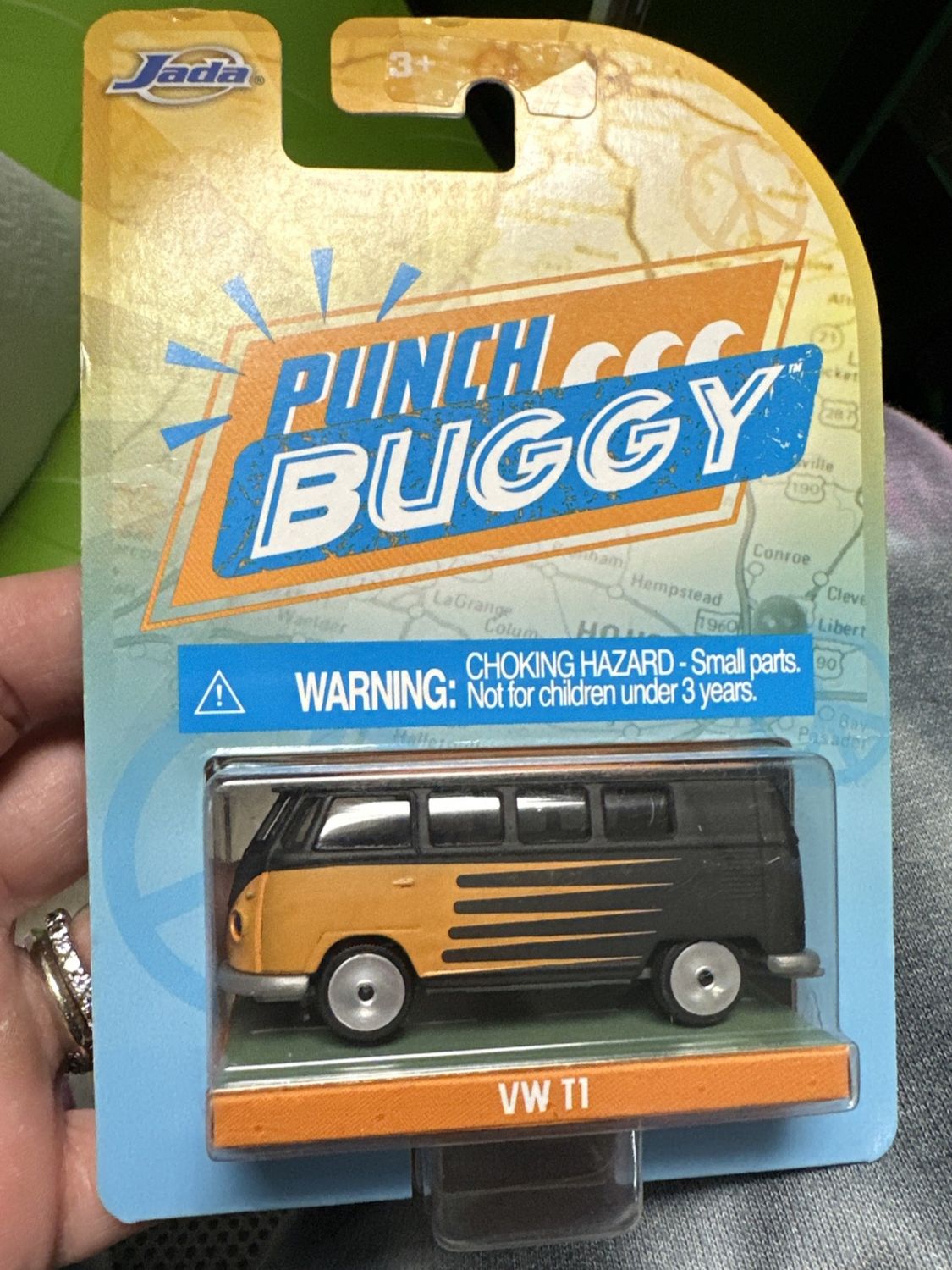 Jada Punch Buggy Slug Bug Volkswagen T1 Bus Black &amp; Orange Diecast Model Car