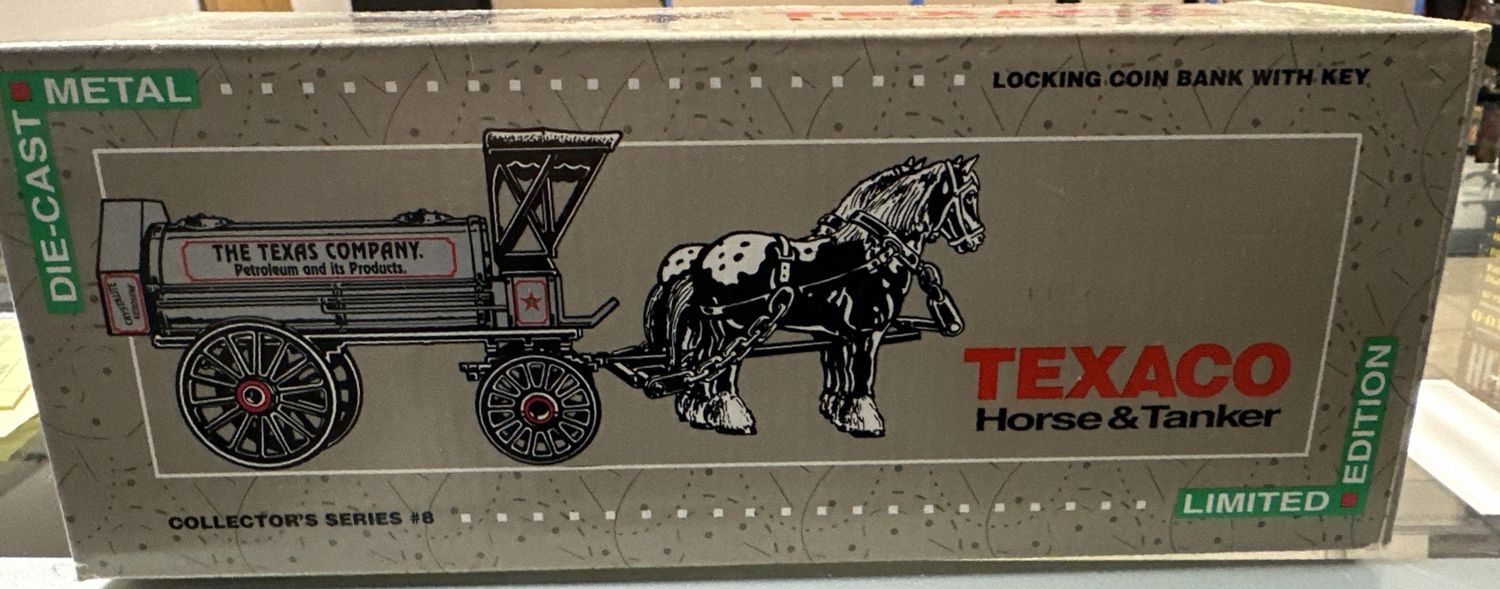 Texaco Horse &amp; Tanker 1900's Die Cast Metal Coin Bank #8 Series 9390VP 