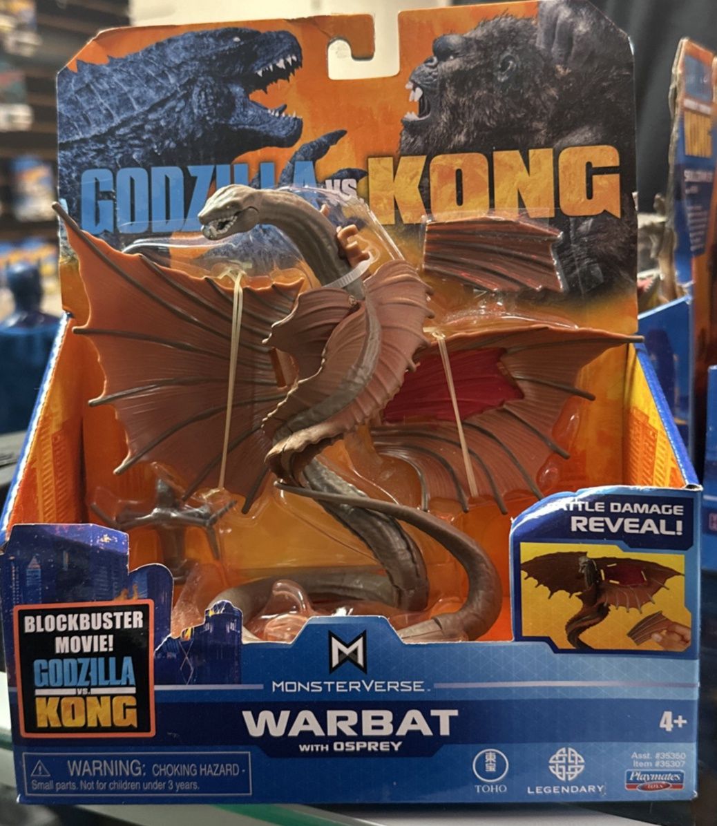 NEW PLAYMATES TOYS MONSTERVERSE GODZILLA VS KONG WARBAT WITH OSPREY 6 INCH RARE