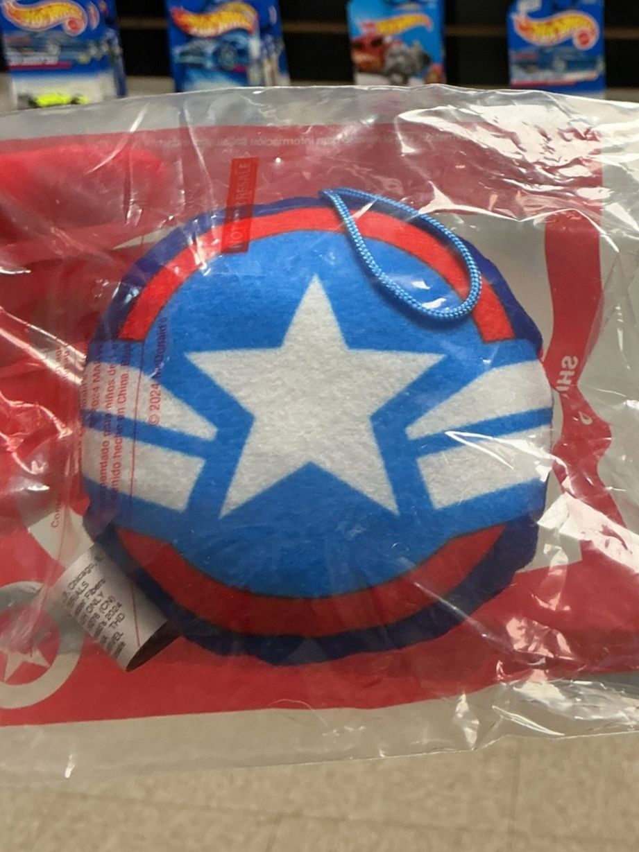 2024 McDonald's Marvel Captain America Brave Happy Meal Red Shield Keychain/Toy