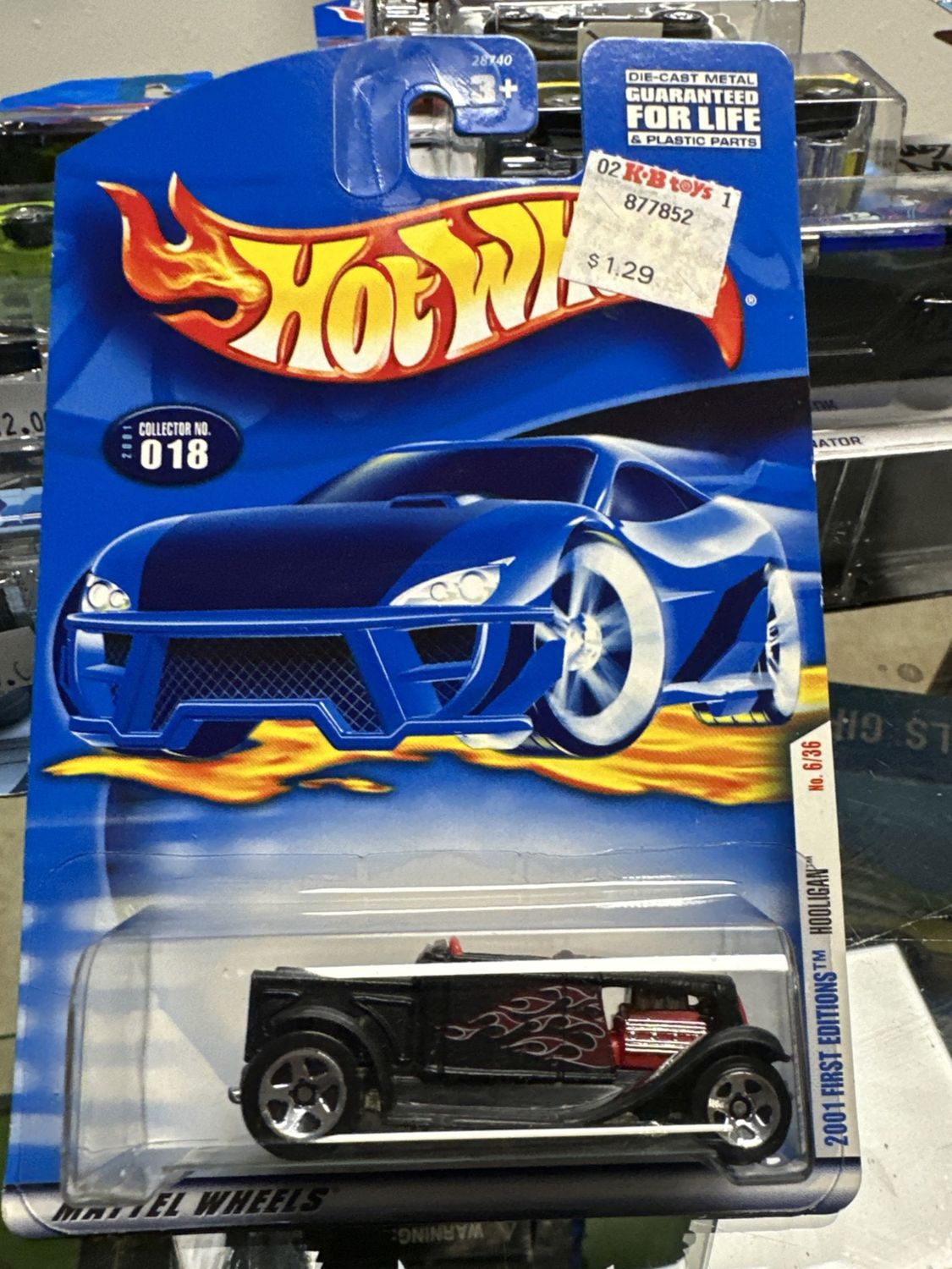 Hot Wheels 2001 First Editions Hooligan Hot Rod 1932 Ford Pickup Black Flames