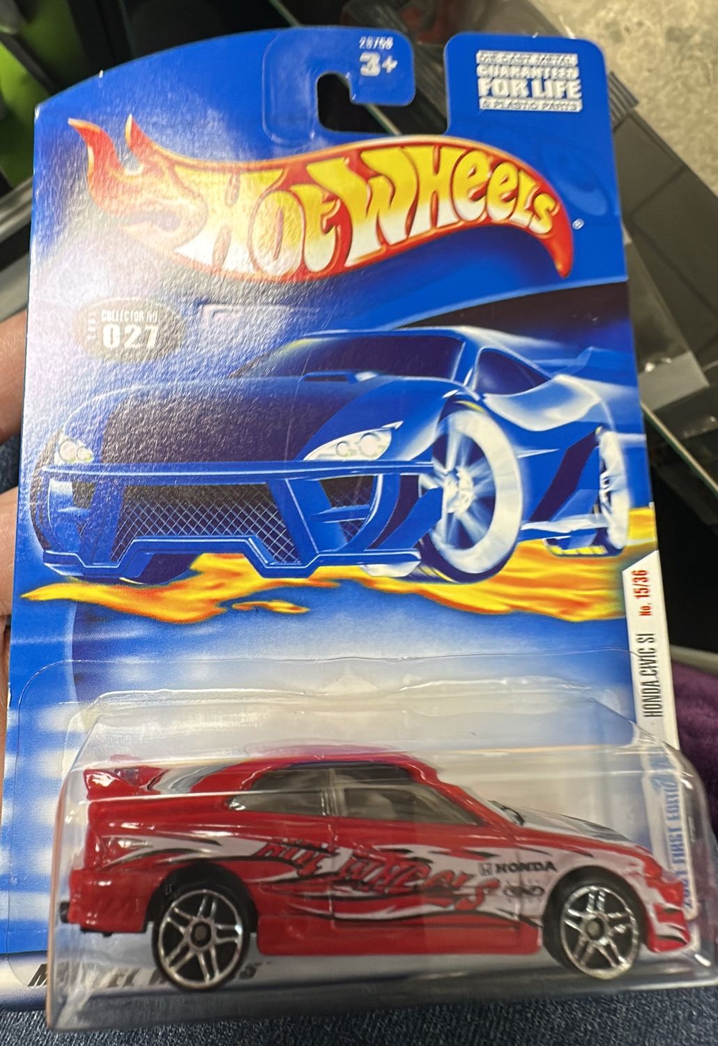 Hot Wheels 2001 #027 1st EditionHonda CIVIC Si Red⭐Chrome PR5 WheelsJDM