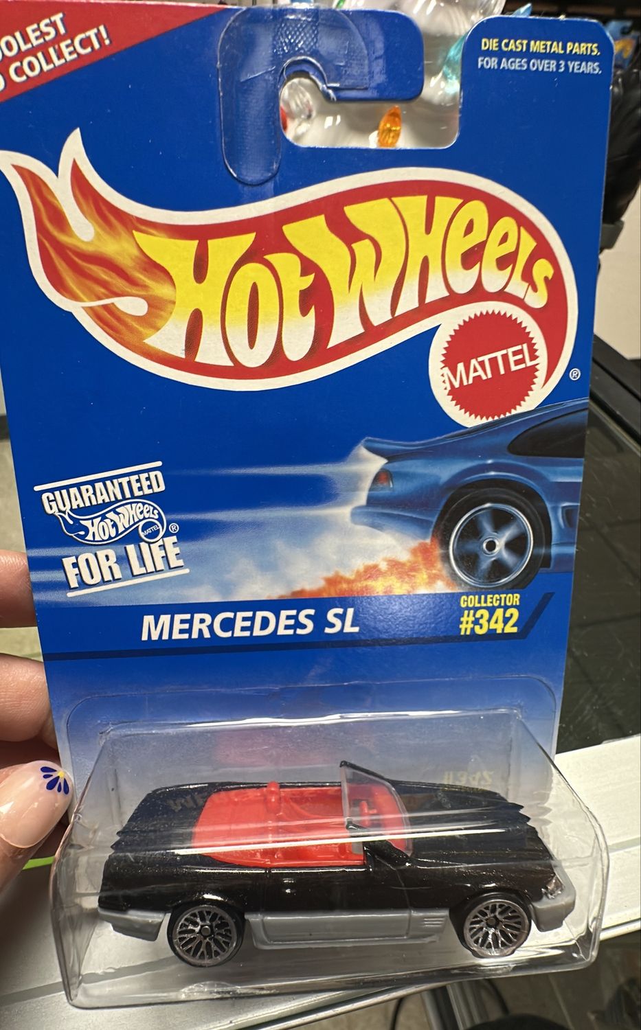 NEW! Hot Wheels 1995 #342 Mercedes-Benz SL Convertible Met Black on Gray 13610