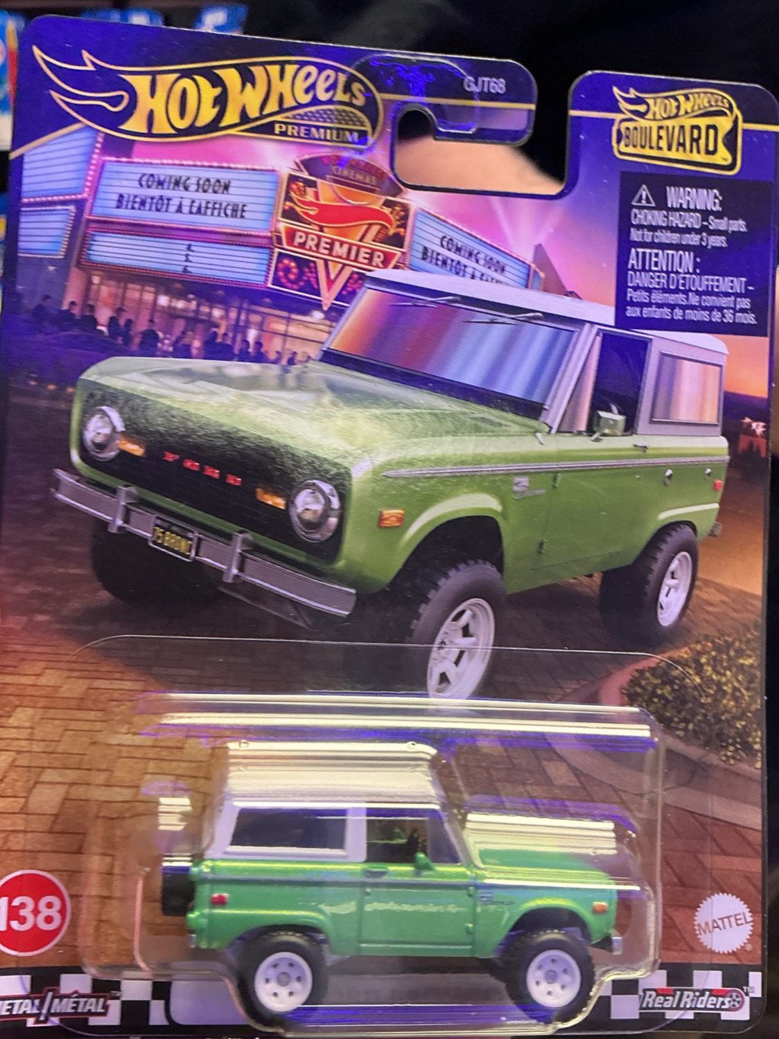 Hot Wheels Premium Boulevard Pearlescent Green 75 Ford Bronco Real Riders 