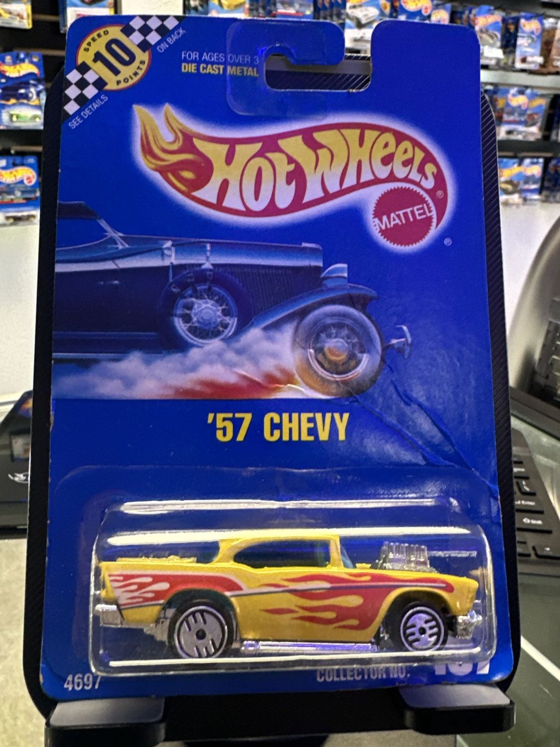 VTG 1990 Hot Wheels 55 Chevy Collector No 95 Speed Points Card Chevrolet Hot Rod
