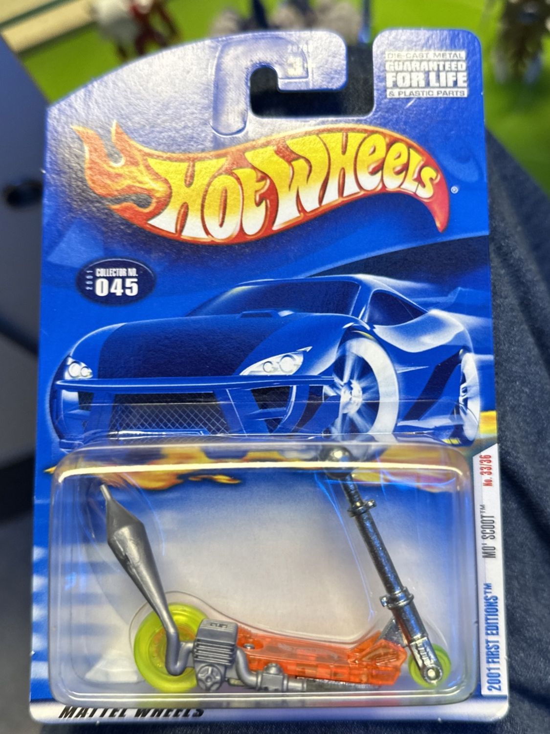2001 Hot Wheels #45 First Editions MO' SCOOT Orange w/Lime Whls Printed Logo
