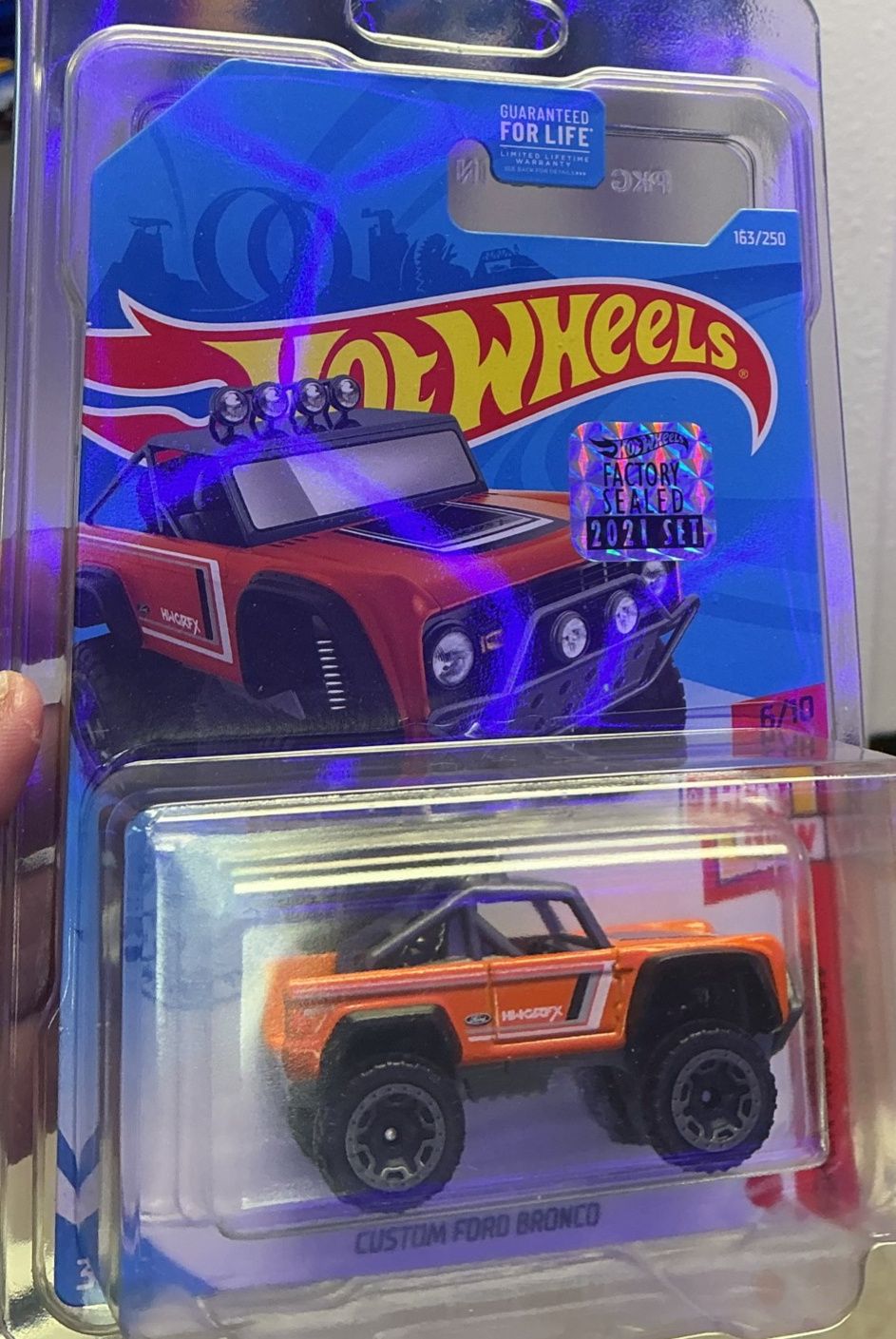2021 Hot Wheels #163 Then and Now 6/10 CUSTOM FORD BRONCO Orange w/Beadloc Rims