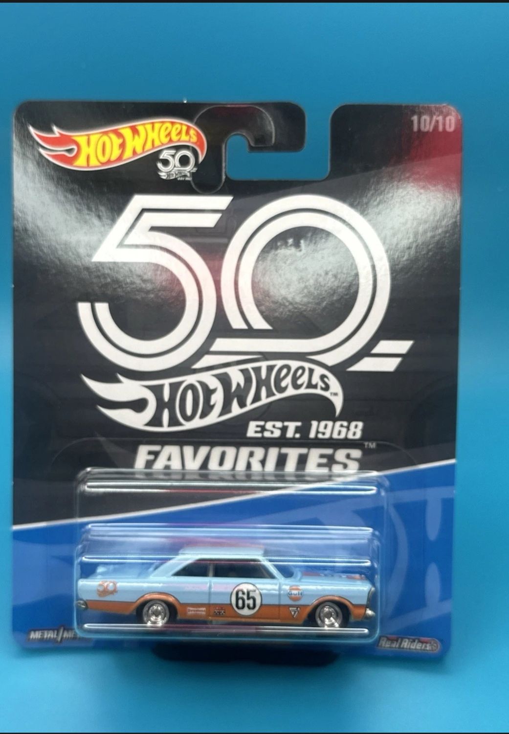 2018 Hot Wheels Premium 50th Anniversary Favorite Gulf 65 Ford Galaxie 10/10 NIP