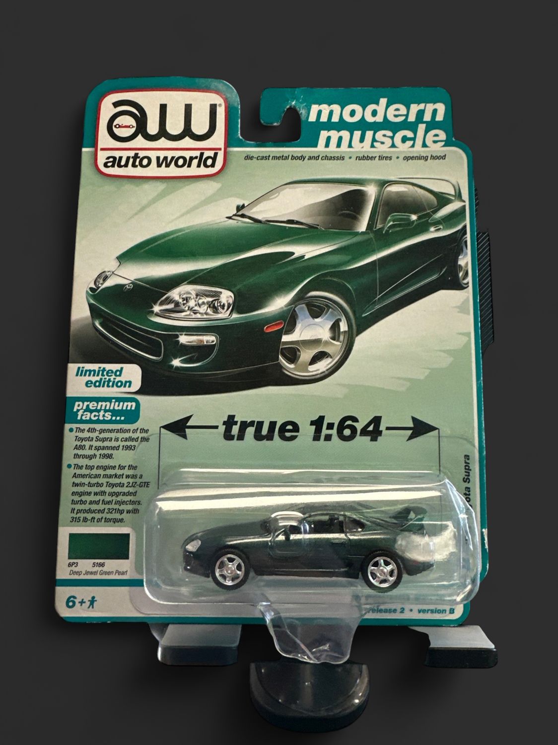 Auto World 1:64 Die Cast Modern Muscle 1996 Toyota Supra Deep Jewel Green Pearl