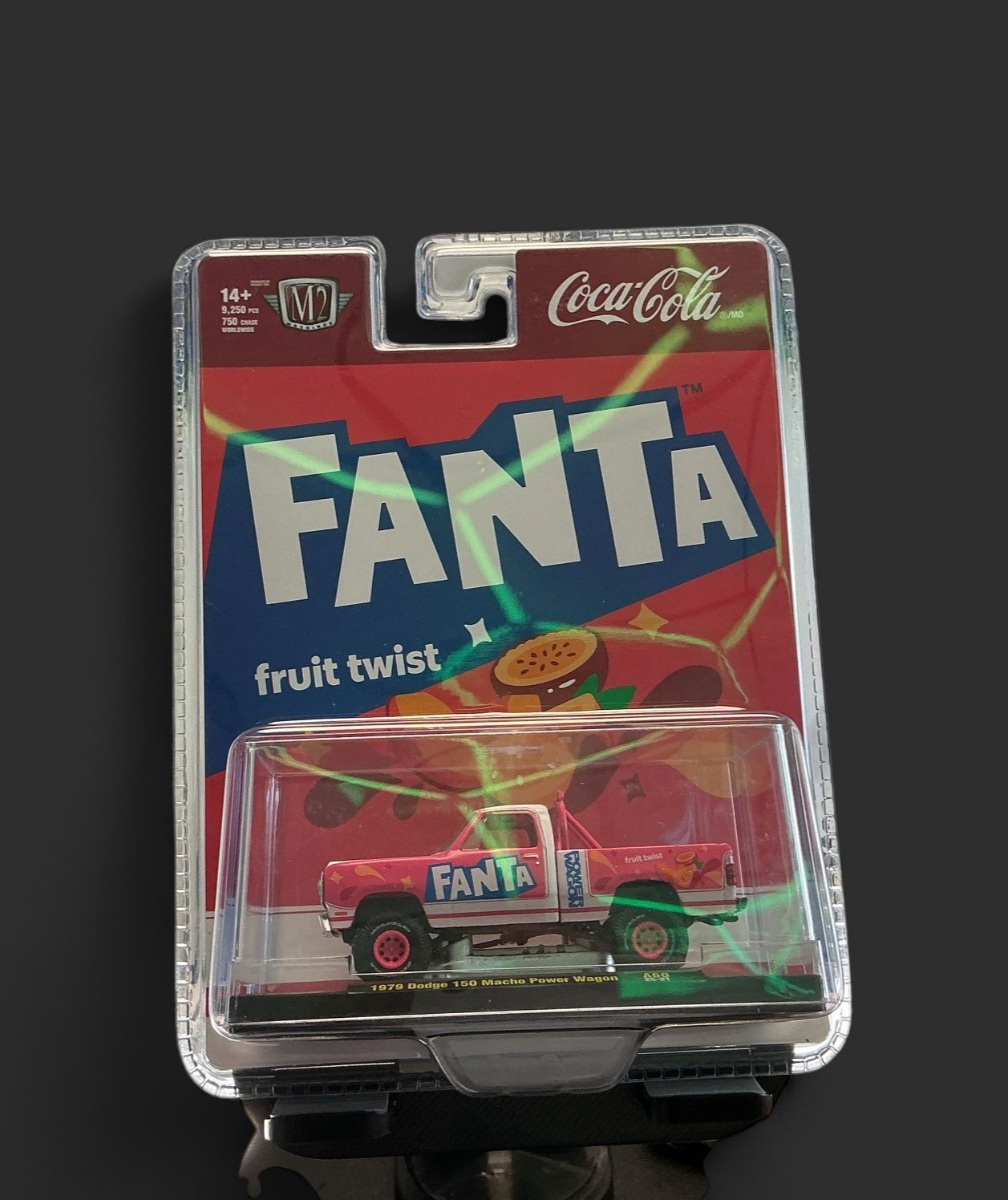 2025 M2 Machines Coca-Cola Fanta Fruit Twist 1979 Dodge 150 Macho Power Wagon