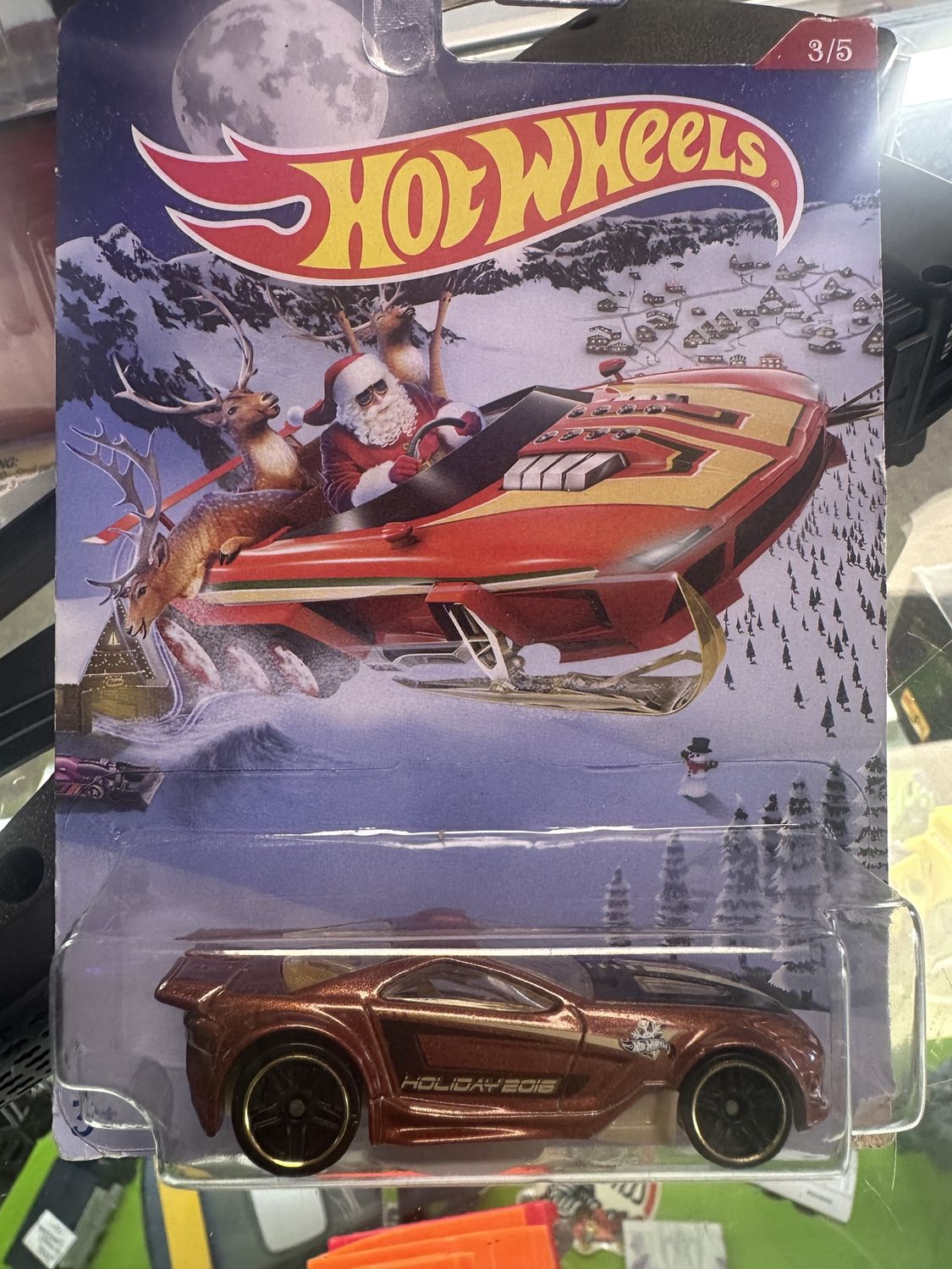 2016 Hot Wheels Holiday Hot Rods SCORCHER Brown 3/5 EXCELLENT CARD
