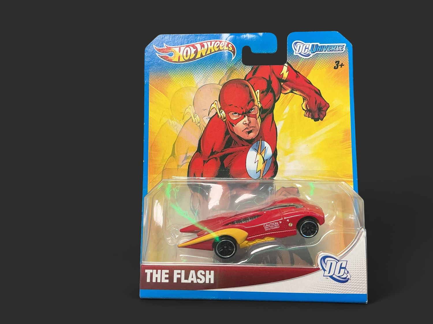 2015 Hot Wheels DC Comics Character Cars THE FLASH Red /Yellow w/Black Pr5 Spoke