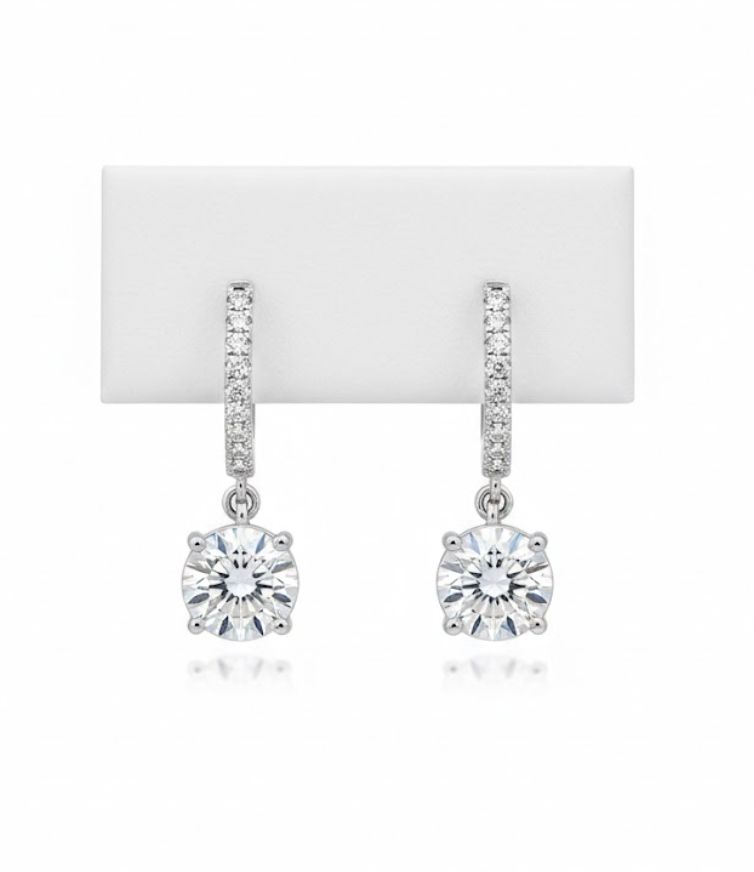 14K WG 2CTW LAB DIA DROP EARRINGS