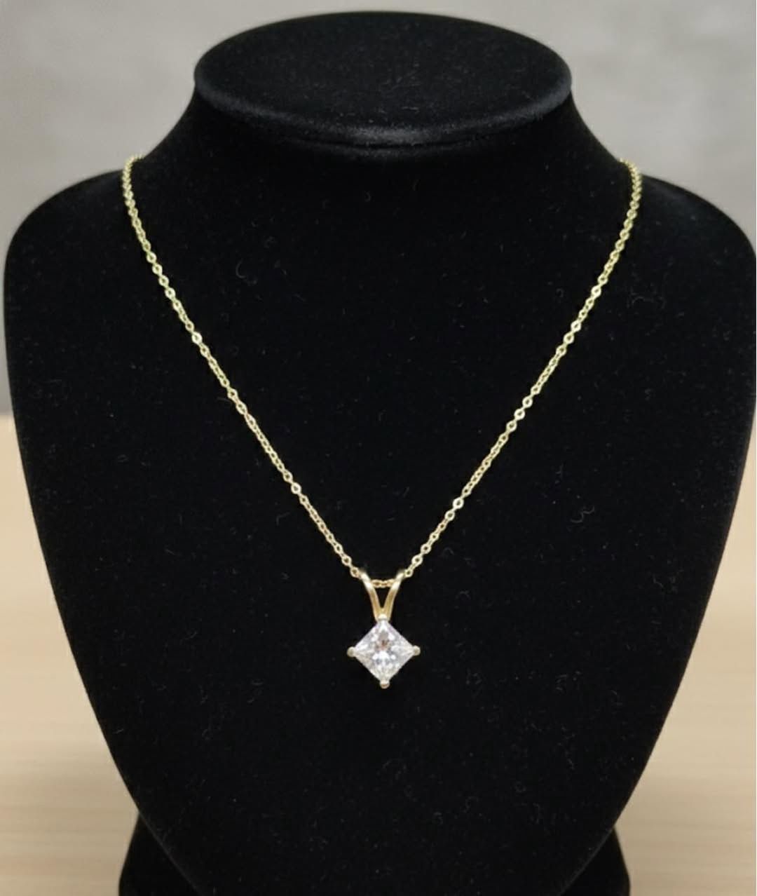 14KY .50CTW LAB PRINCESS CUT PENDANT