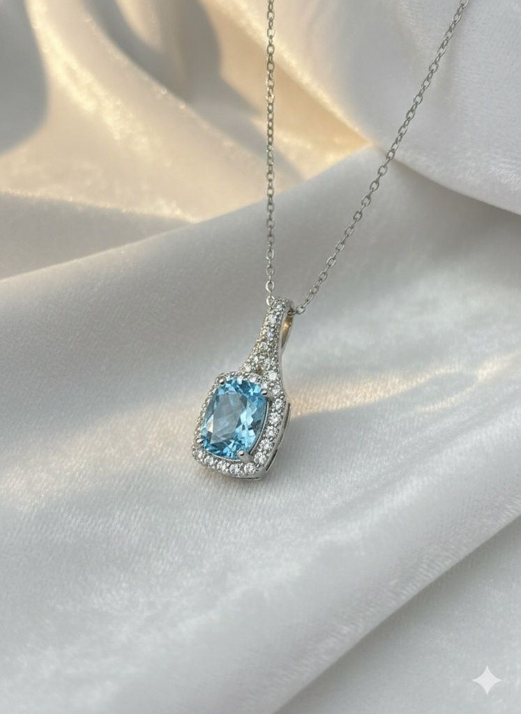 925 Silver Blue Topaz Pendant