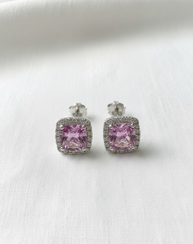 925 CR PINK TOPAZ EARRING