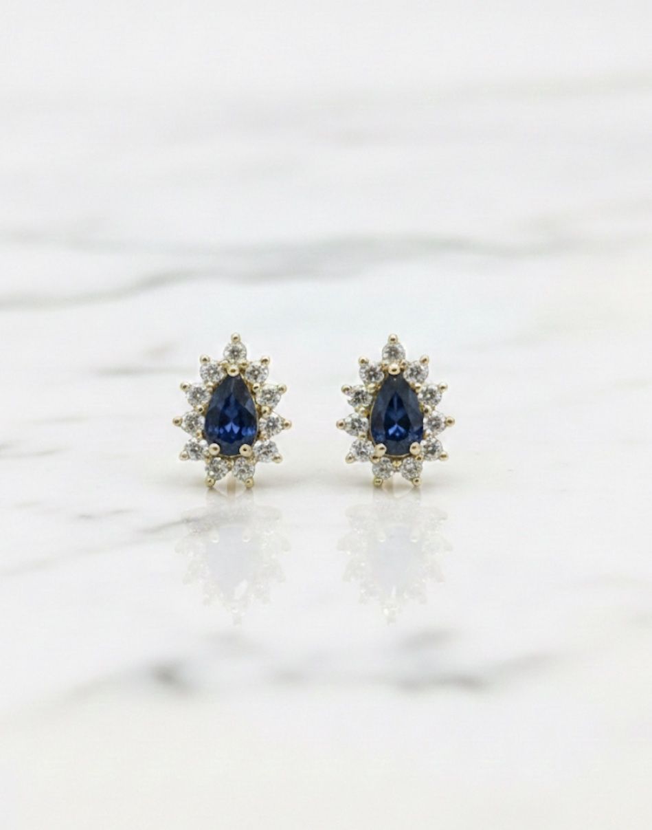 14KY .40TW DIA SAPPHIRE PEAR EAR