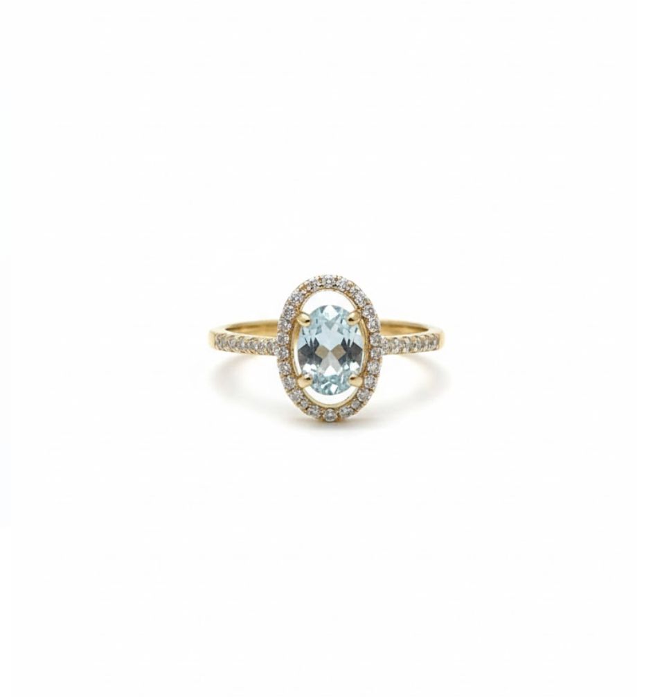 14KY AQUA .10TW DIA RING