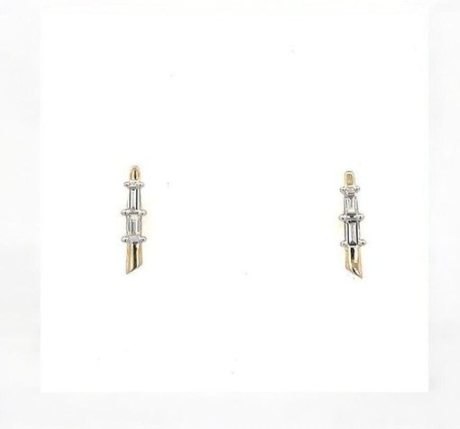14KY .18CTW DIA BAR EARRING