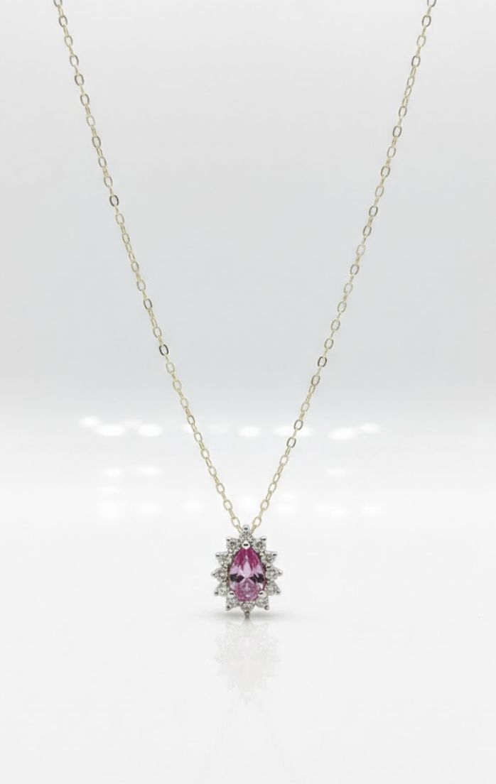14KY PINK SAPPHIRE .20TW DIA PENDANT