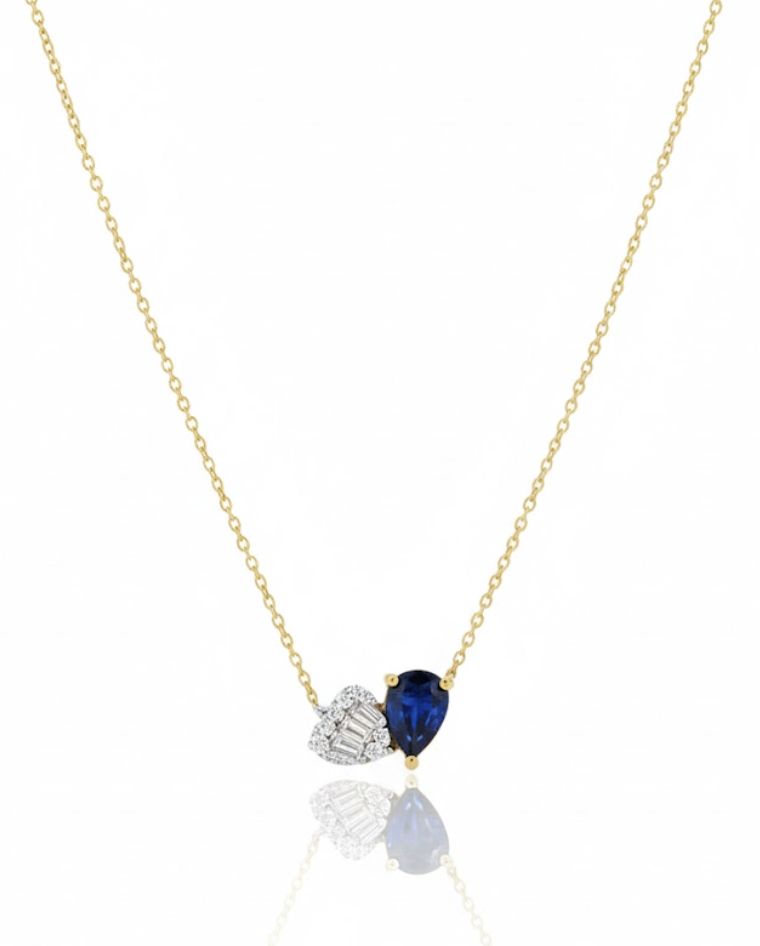 14KY .20TW DIA .85TW SAPPHIRE NECKLACE