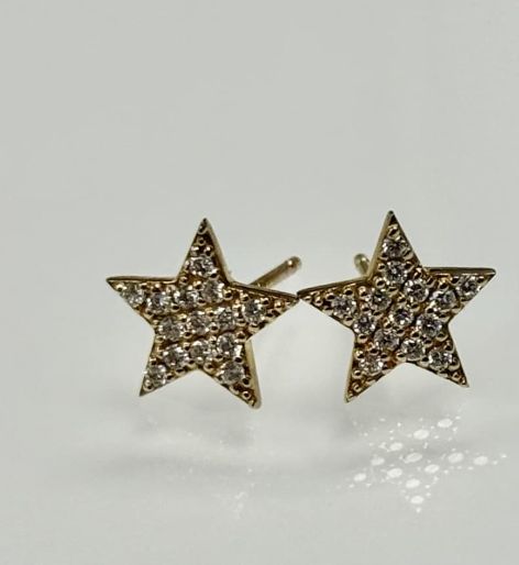 14K .22TW LAB DIA STAR EARRING 1.4G, Colour: YG