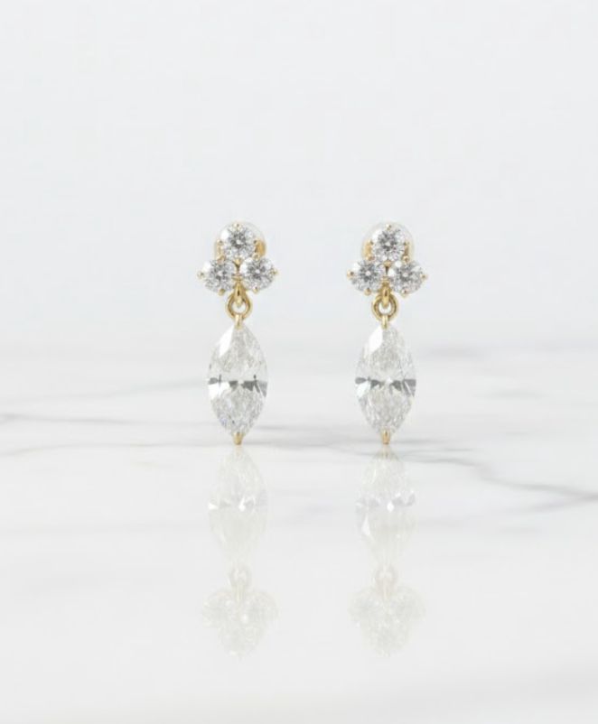 14ky 1ctw Lab Dia Earring Drop shape