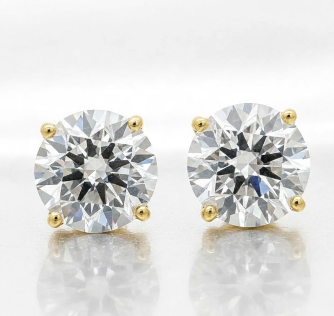 14K 3.10CTW LAB DIAMOND STUDS, Colour: YG