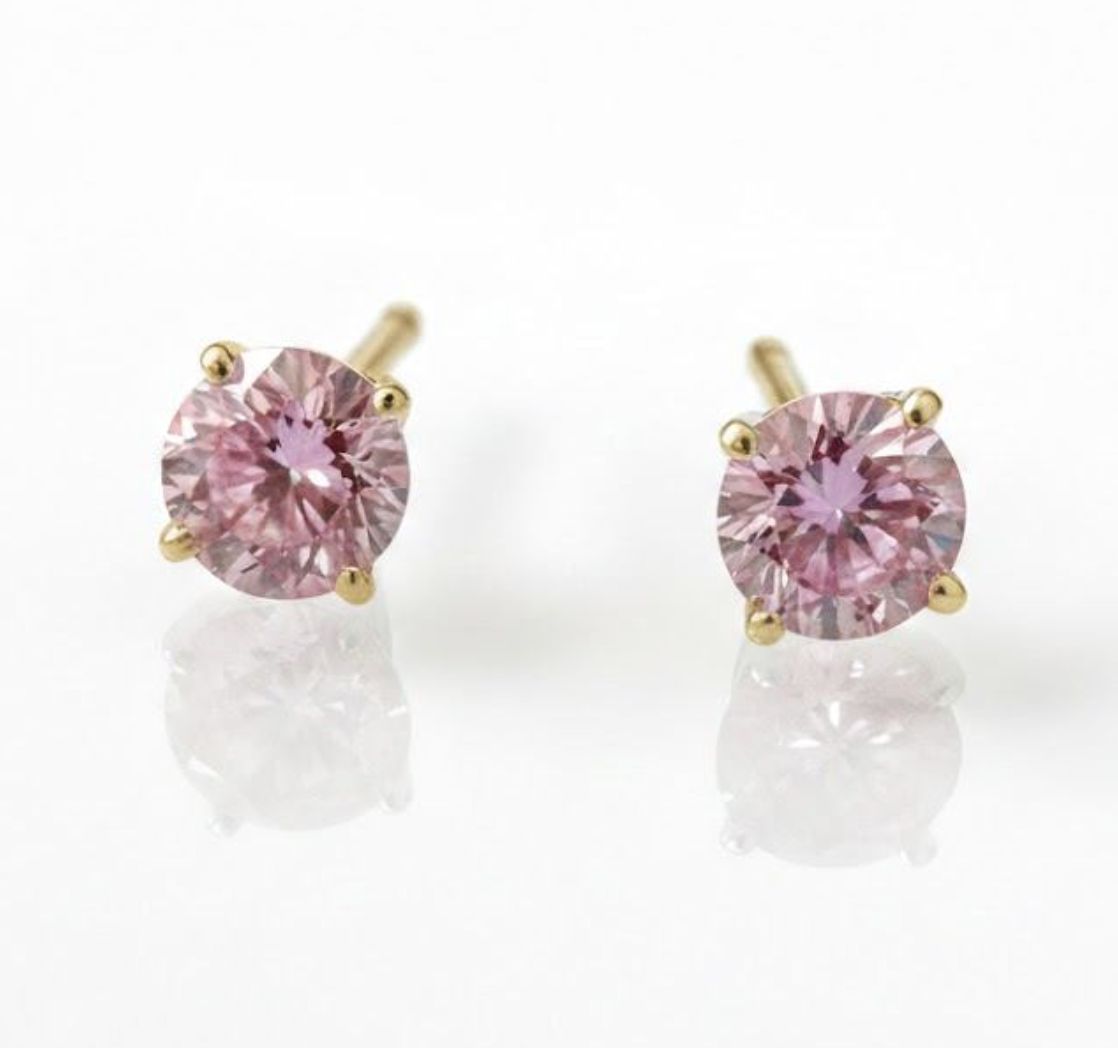 14KY 1.50CTW PINK LAB DIA STUDS