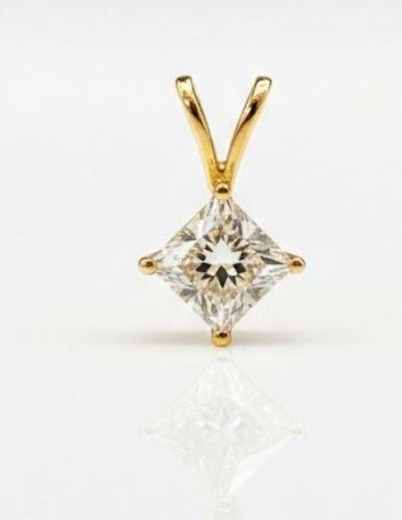 14KY 1.00CTW LAB DIA PRINCESS CUT PENDANT