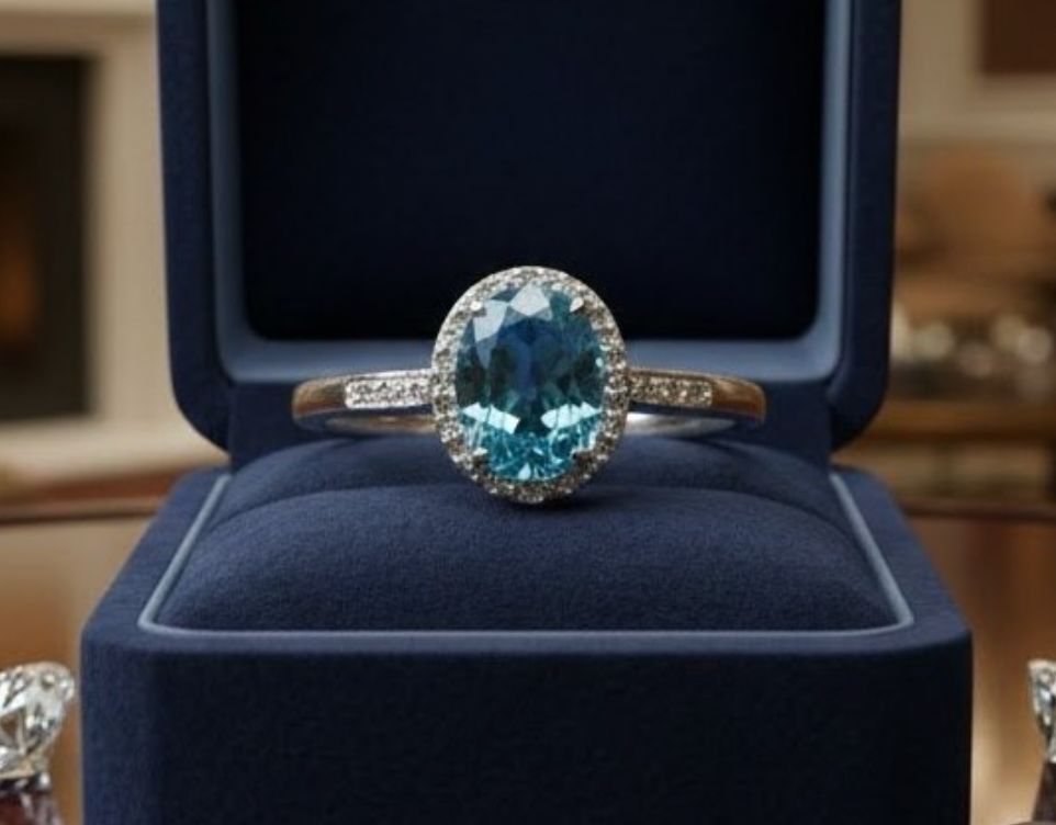 14KW BLUE TOPAZ .10TW DIA RING 2.3G
