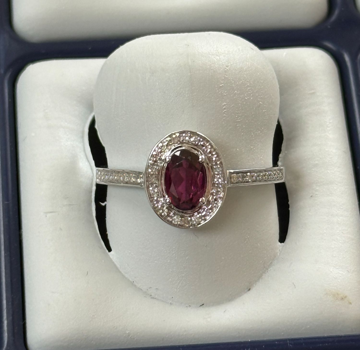 10K RHODOLITE GARNET .06TW DIA RING