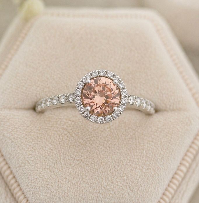 14KW .97CT PNK LAB CTR .40TW NAT DIA SIDE RING