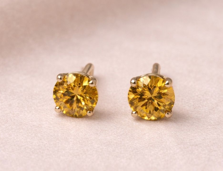 14K YELLOW LAB DIA STUDS, Size: .40CTW