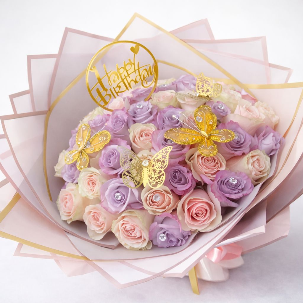 Blushing Butterfly Dreams 50 Roses