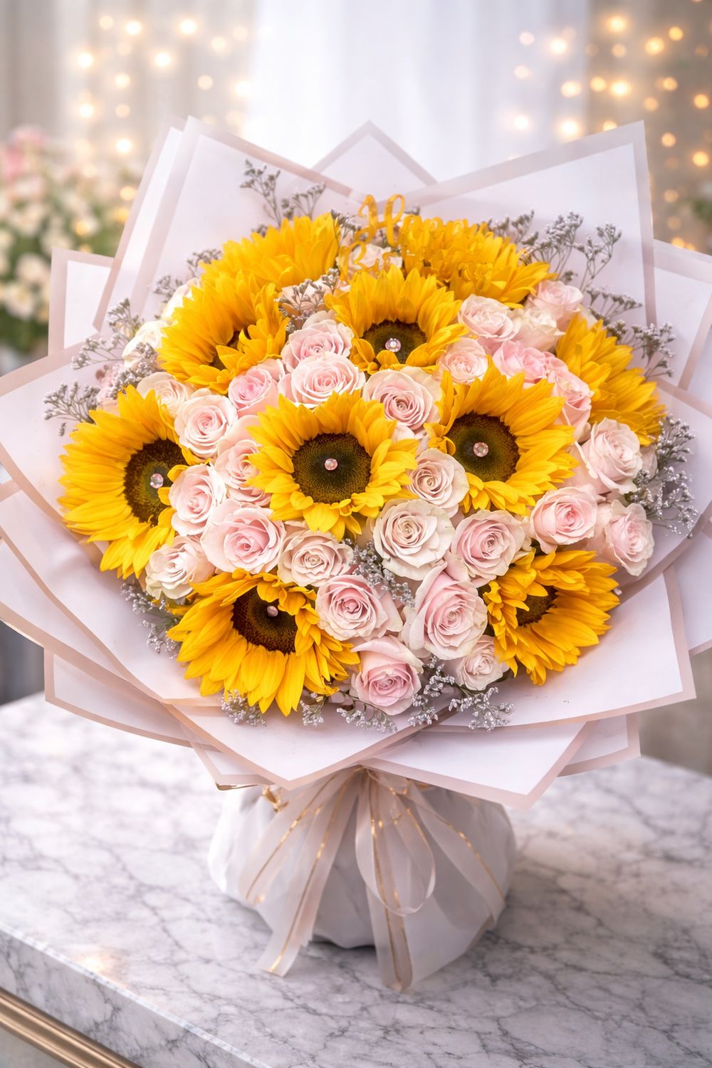 Sunlit Romance 50 Roses