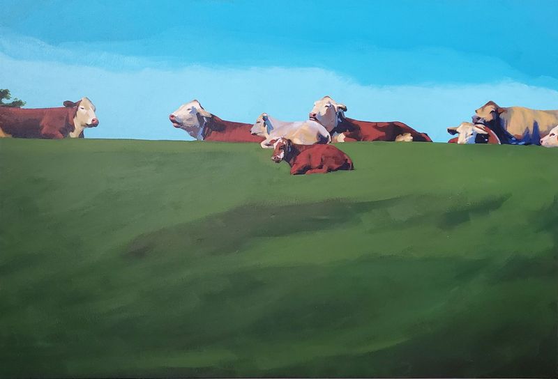 Eight Cows on a Ridge
