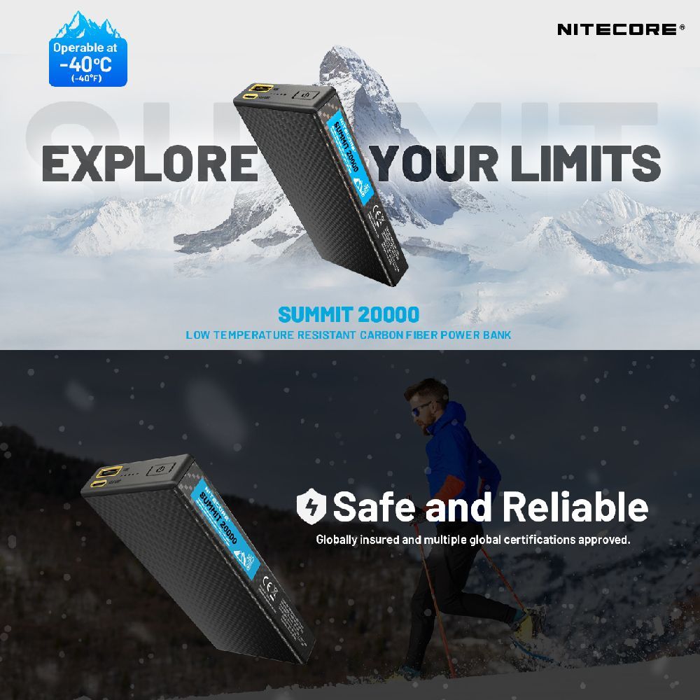 NITECORE SUMMIT 20000 耐寒碳纖行動電源 Low Temperature Resistant Carbon Fiber Power Bank NITECORE SUMMIT 20000 耐寒碳纖行動電源 Low Temperature Resistant Carbon Fiber Power Bank