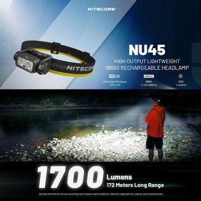NITECORE NU45 輕量化 18650 高亮可充電頭燈 1700流明 headlamp