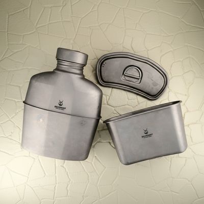 SilverAnt 純鈦行軍壺 1L 連純鈦杯 Titanium Canteen Military Mess Kit | 可明火直燒