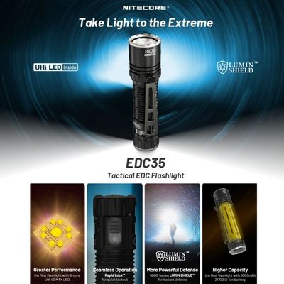 NITECORE EDC35 UHi40 5000流明 550米 戰術EDC手電筒 高性能九核心LED Torch